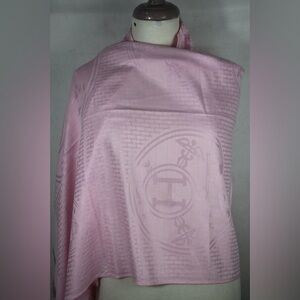 HERMES Scarf Shawl Wrap Stole 65% Cashmere 35% Silk Pink Used